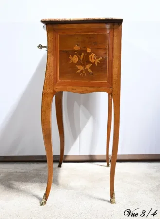 Petite Table Chiffonnière en Bois de Rose et Noyer, style Louis XV – 2ème Moitié XIXe