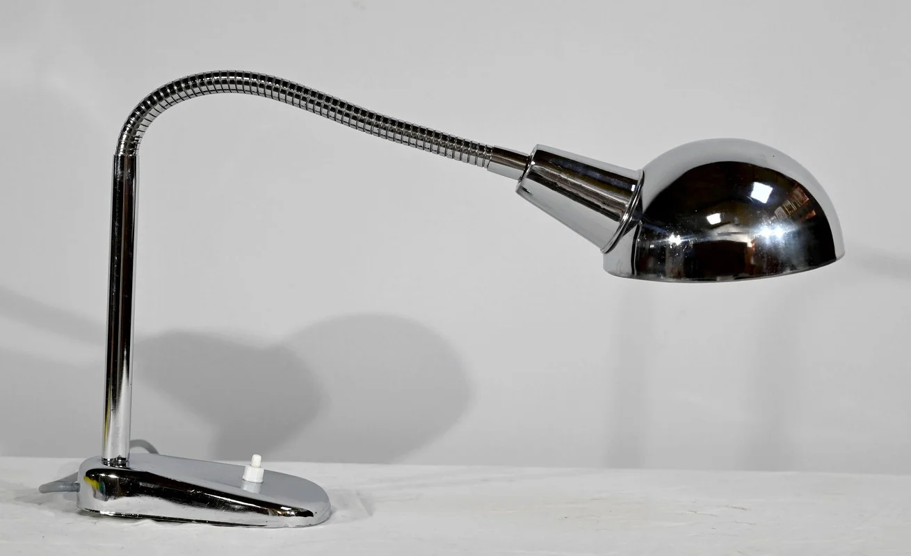 Lampe de Bureau d’Industrie en Métal Chromé - 1960