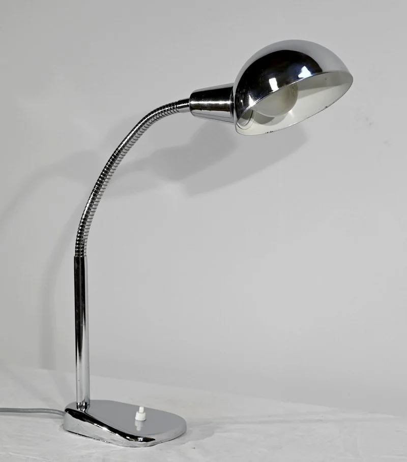 Lampe de Bureau d’Industrie en Métal Chromé - 1960