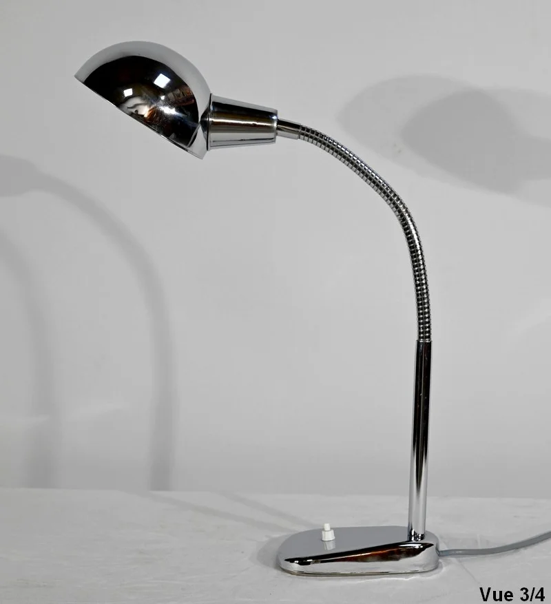 Lampe de Bureau d’Industrie en Métal Chromé - 1960