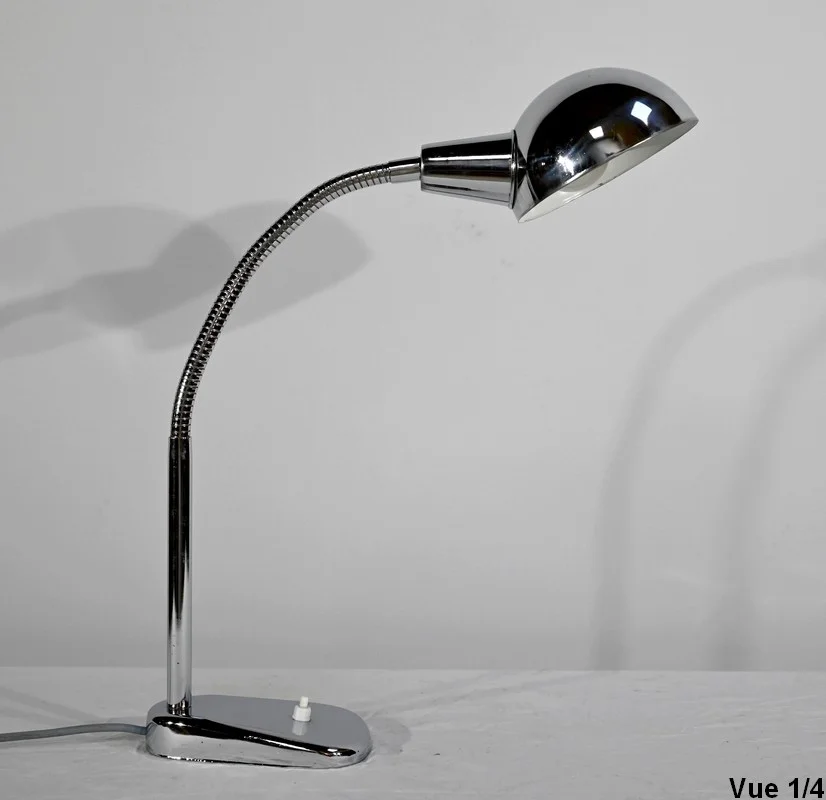 Lampe de Bureau d’Industrie en Métal Chromé - 1960