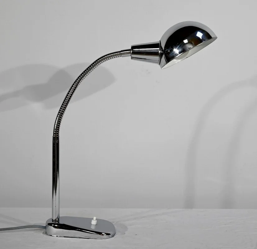 Lampe de Bureau d’Industrie en Métal Chromé - 1960