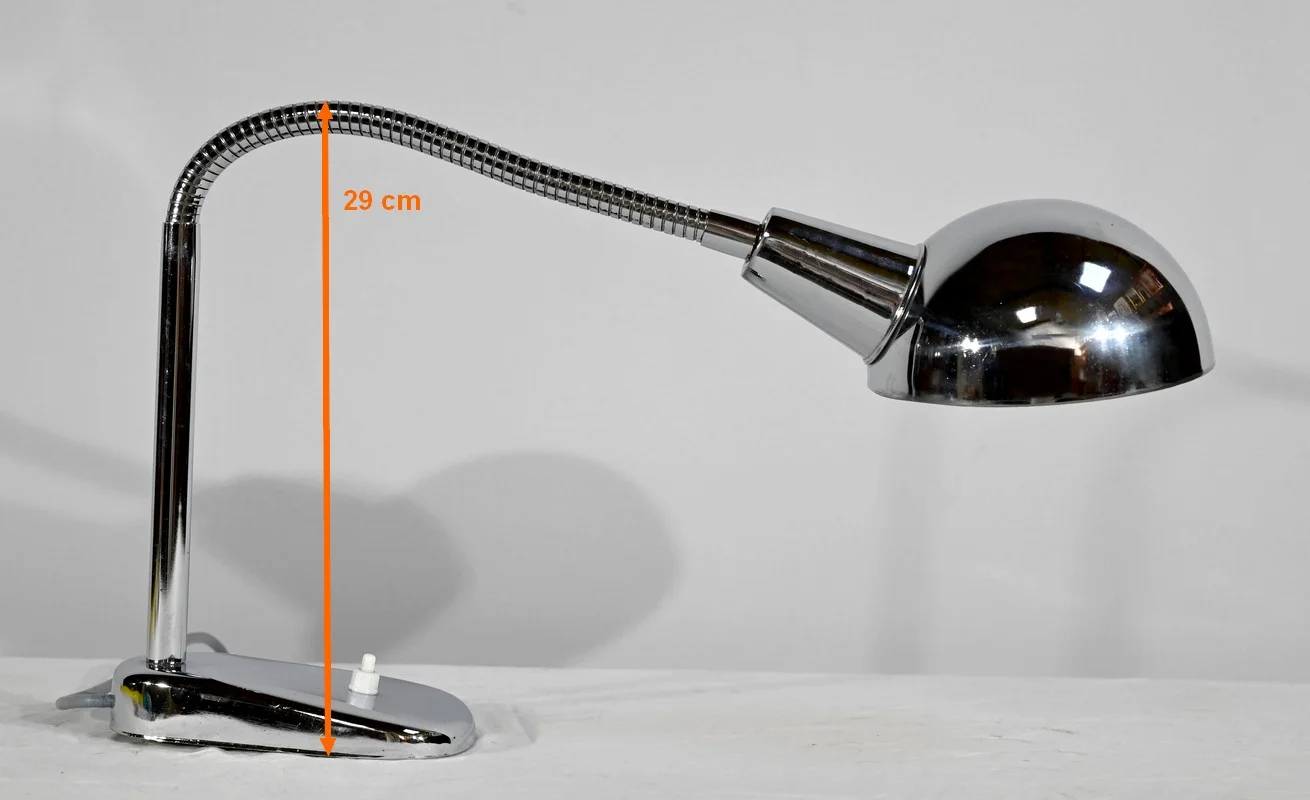 Lampe de Bureau d’Industrie en Métal Chromé - 1960