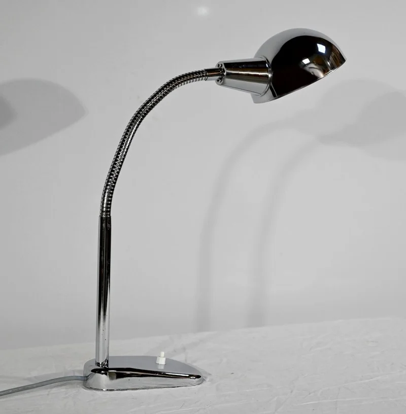 Lampe de Bureau d’Industrie en Métal Chromé - 1960