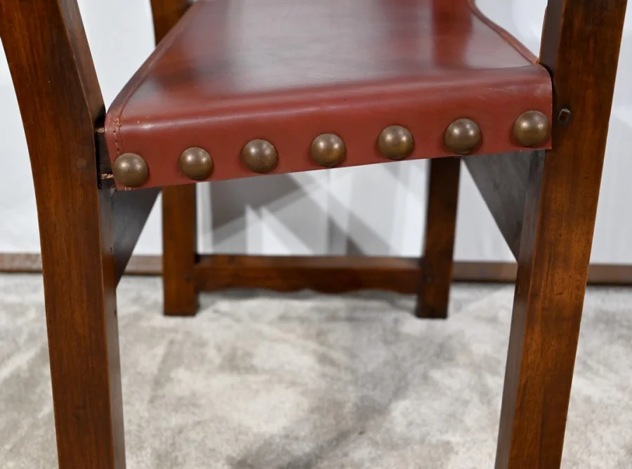 SESSEL AUS WALNUSS- UND LEDER