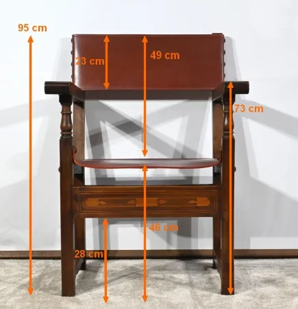 Fauteuil en Noyer et Cuir de Cordoue – Fin XIXe