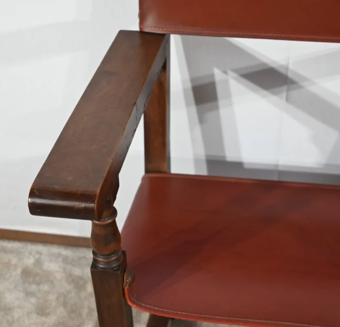 SESSEL AUS WALNUSS- UND LEDER