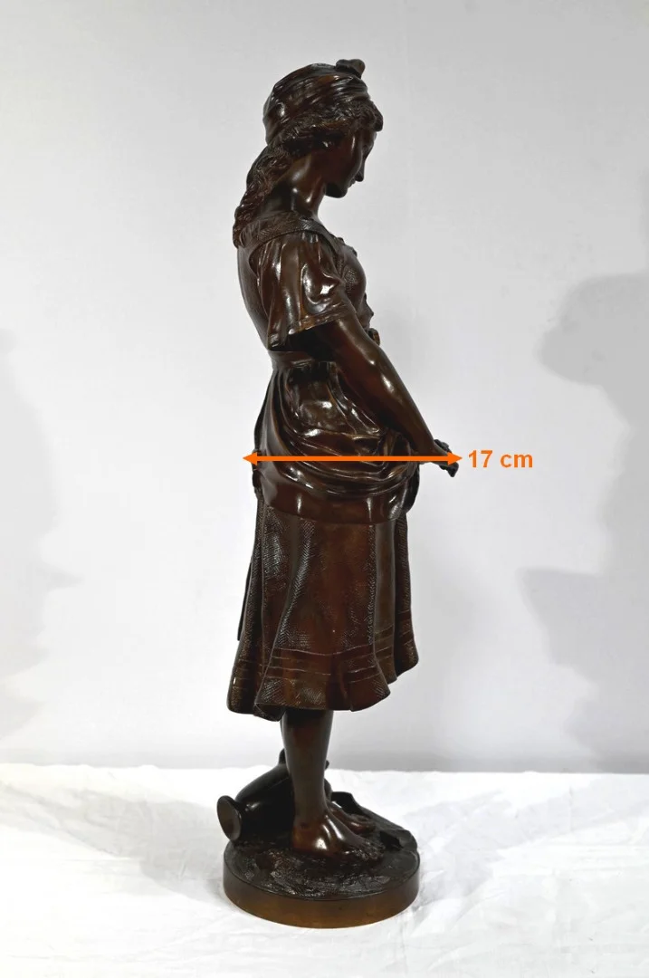 Bronze « La Jeune Fille à la Cruche Cassée », signé J-B.Germain – Fin XIXe