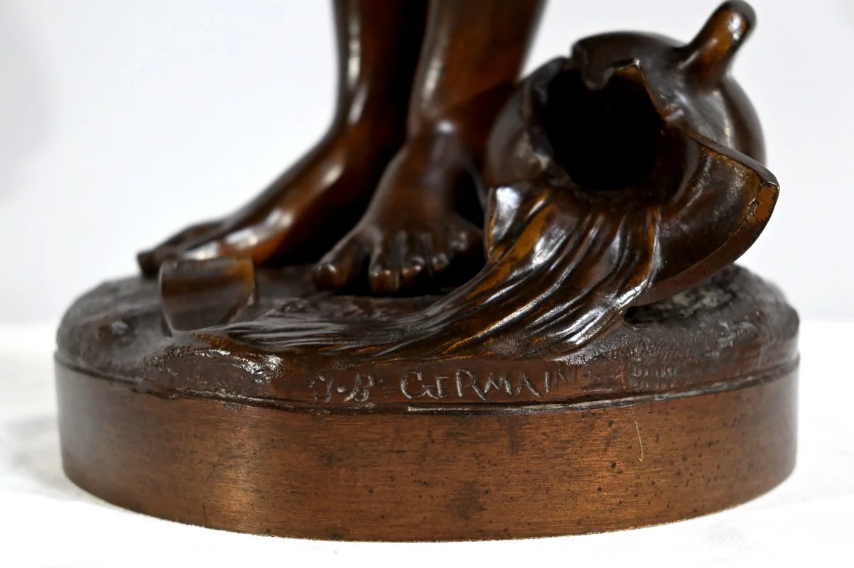 Bronze « La Jeune Fille à la Cruche Cassée », signé J-B.Germain – Fin XIXe