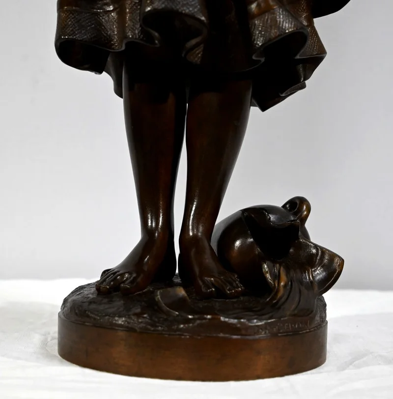 Bronze « La Jeune Fille à la Cruche Cassée », signé J-B.Germain – Fin XIXe