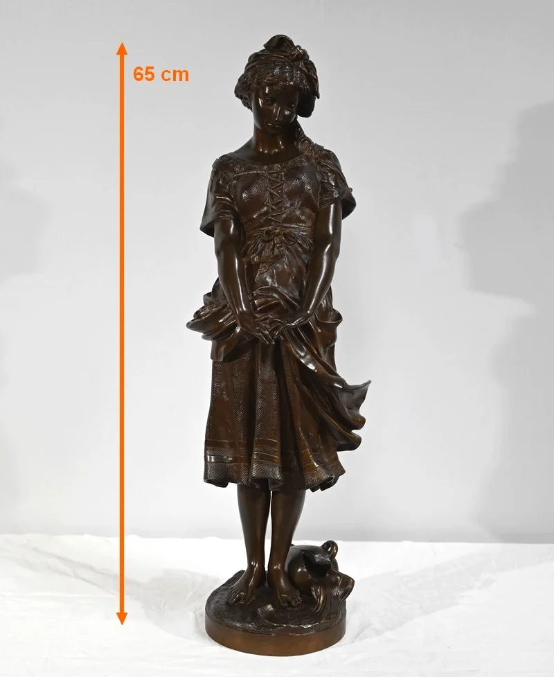 Bronze « La Jeune Fille à la Cruche Cassée », signé J-B.Germain – Fin XIXe