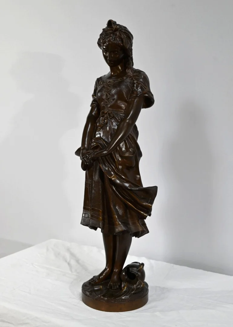 Bronze « La Jeune Fille à la Cruche Cassée », signé J-B.Germain – Fin XIXe