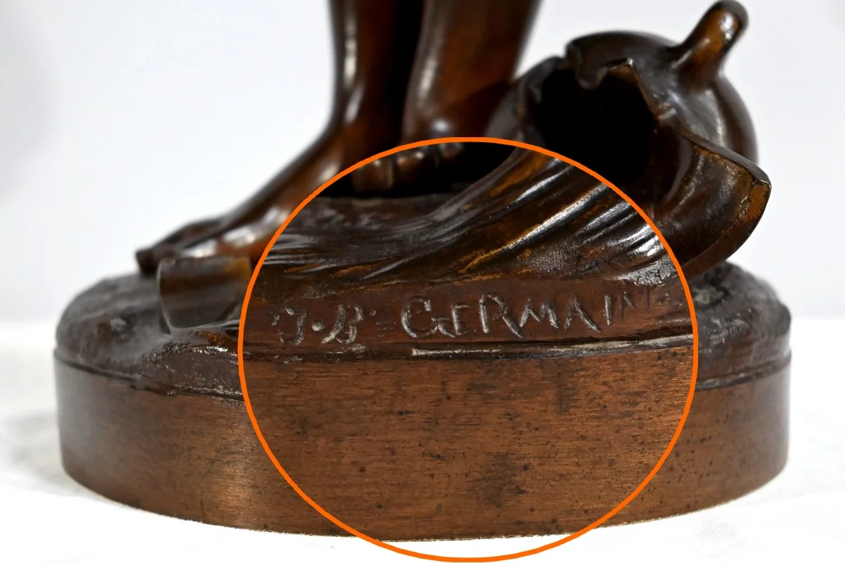 Bronze « La Jeune Fille à la Cruche Cassée », signé J-B.Germain – Fin XIXe