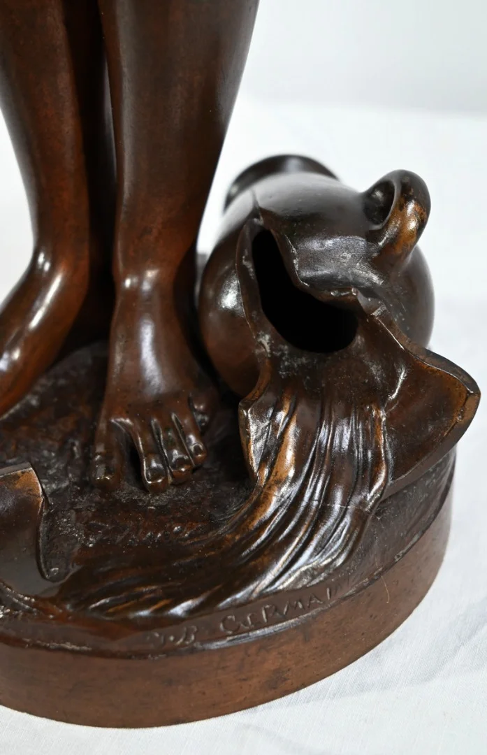 Bronze « La Jeune Fille à la Cruche Cassée », signé J-B.Germain – Fin XIXe