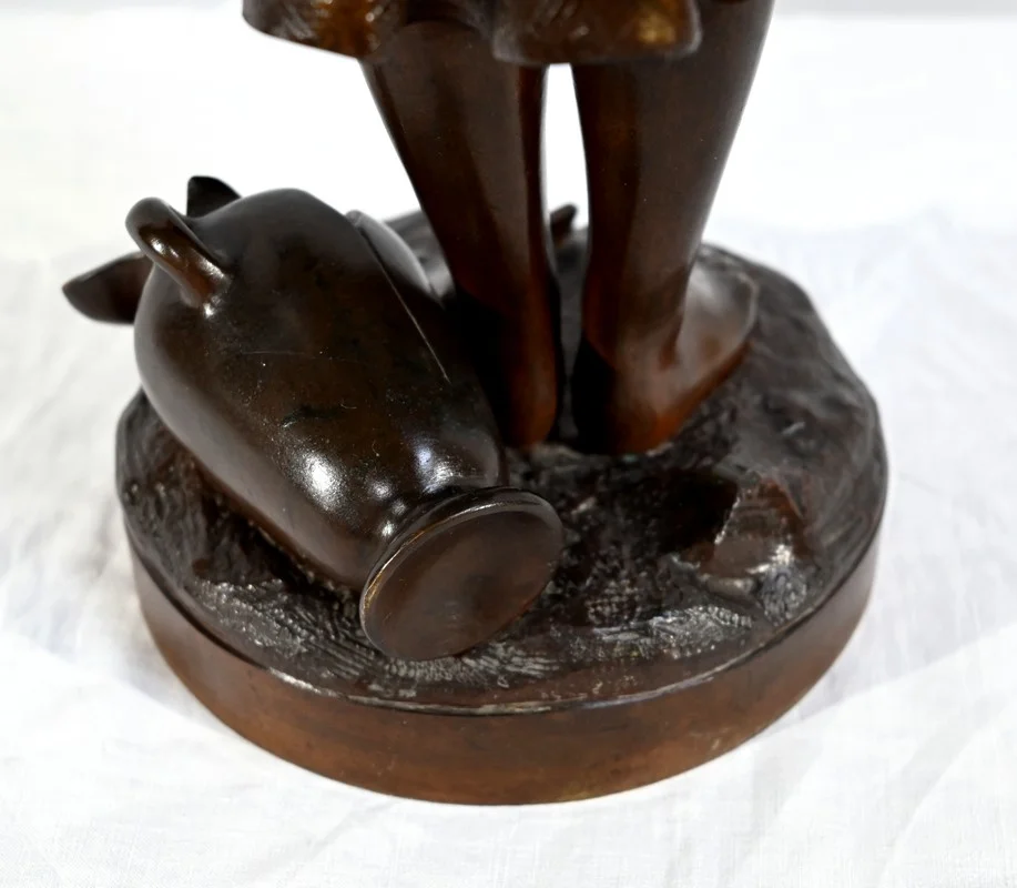 Bronze « La Jeune Fille à la Cruche Cassée », signé J-B.Germain – Fin XIXe