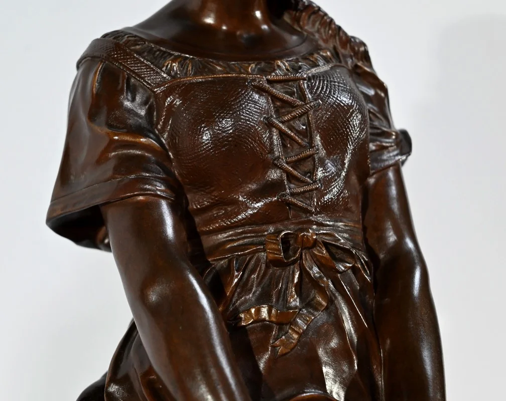 Bronze « La Jeune Fille à la Cruche Cassée », signé J-B.Germain – Fin XIXe