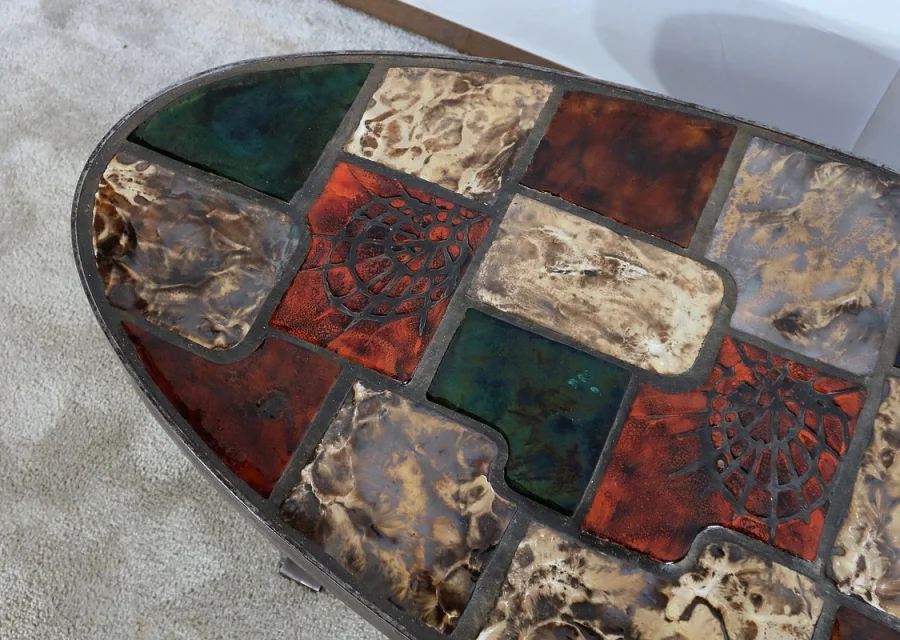 Table de Salon en Céramique et Métal – 1970