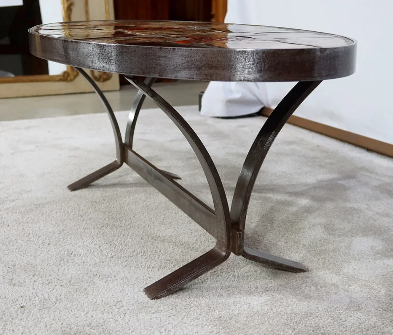 Table de Salon en Céramique et Métal – 1970