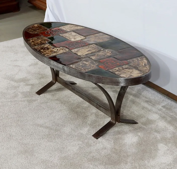 Table de Salon en Céramique et Métal – 1970