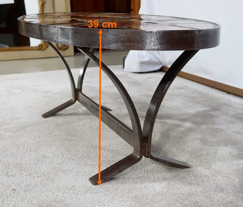 Table de Salon en Céramique et Métal – 1970