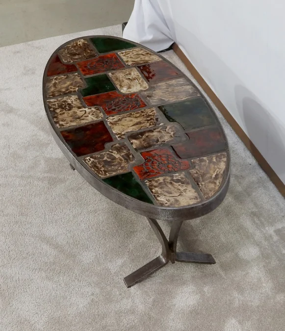 Table de Salon en Céramique et Métal – 1970