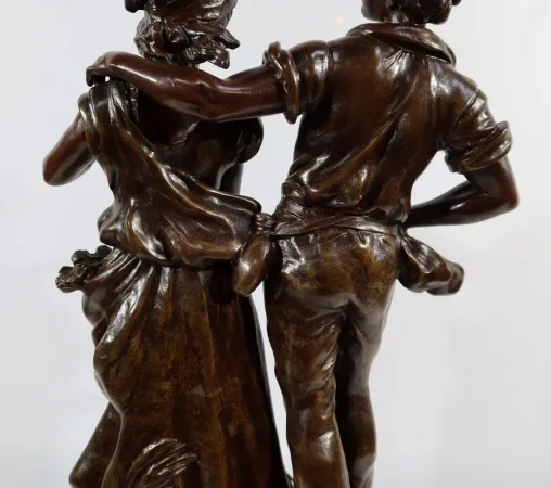 Importante Sculpture « La Rencontre » par A. Moreau – Fin XIXe