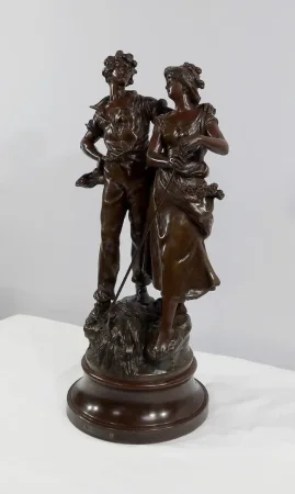 Importante Sculpture « La Rencontre » par A. Moreau – Fin XIXe