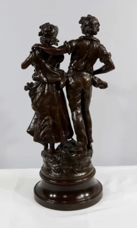 Importante Sculpture « La Rencontre » par A. Moreau – Fin XIXe