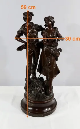 Importante Sculpture « La Rencontre » par A. Moreau – Fin XIXe