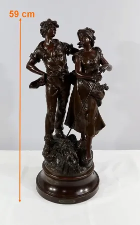 Importante Sculpture « La Rencontre » par A. Moreau – Fin XIXe