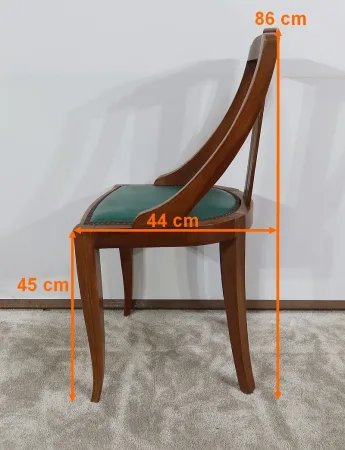 Suite de 8 Chaises Gondoles en Noyer massif, Art Déco - 1930
