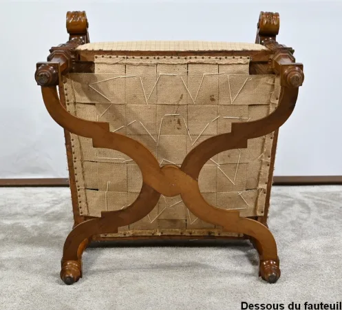 Important Fauteuil en Noyer, style Louis XIV – Milieu XIXe