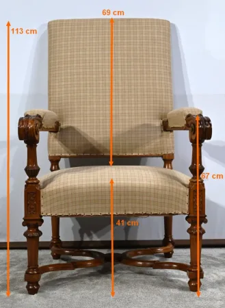 Important Fauteuil en Noyer, style Louis XIV – Milieu XIXe