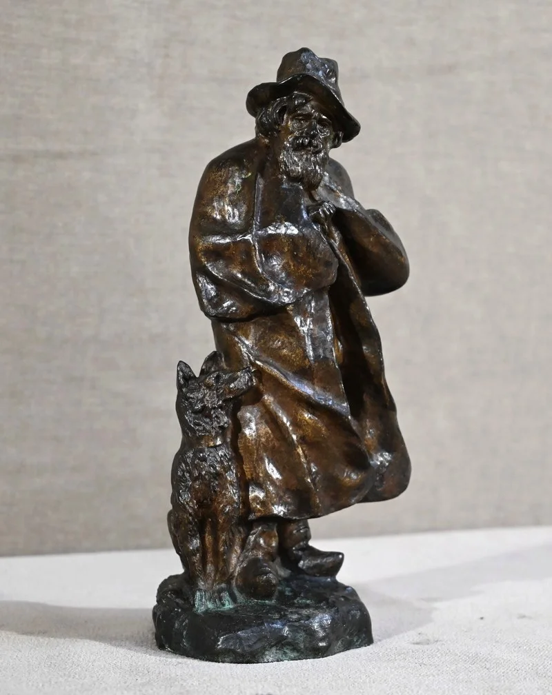 Bronze « Le Berger et son Chien », signé G.Omerth – Début XXe