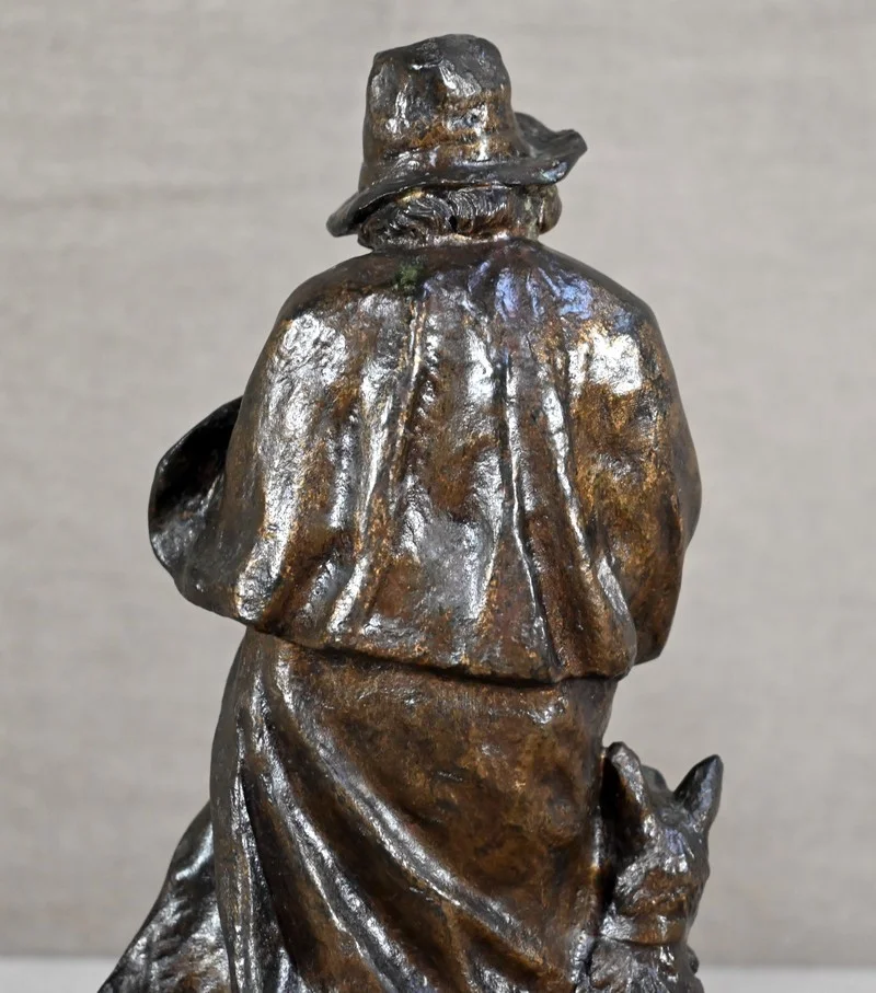 Bronze « Le Berger et son Chien », signé G.Omerth – Début XXe
