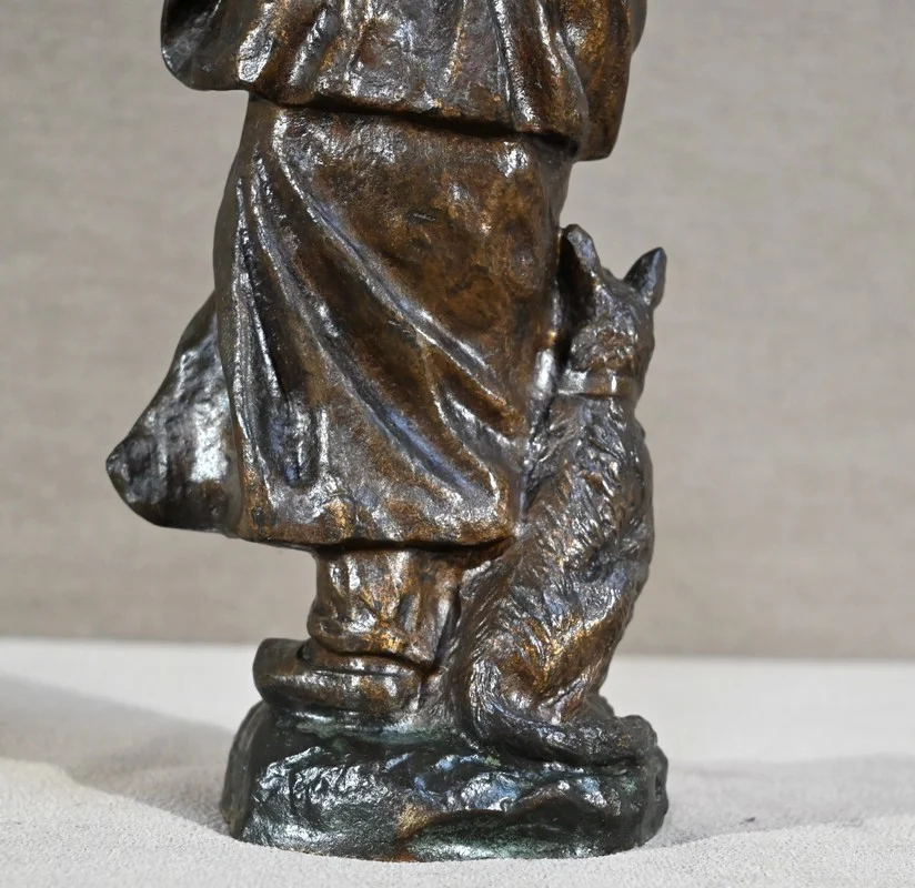 Bronze « Le Berger et son Chien », signé G.Omerth – Début XXe