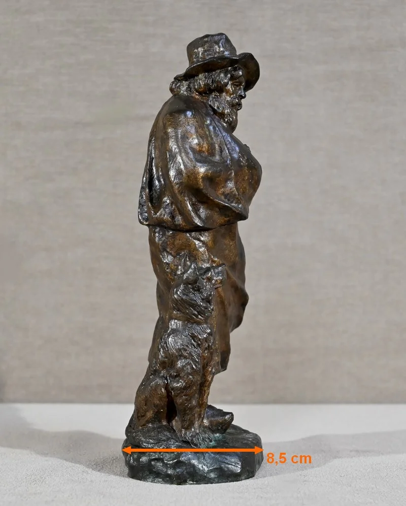 Bronze « Le Berger et son Chien », signé G.Omerth – Début XXe