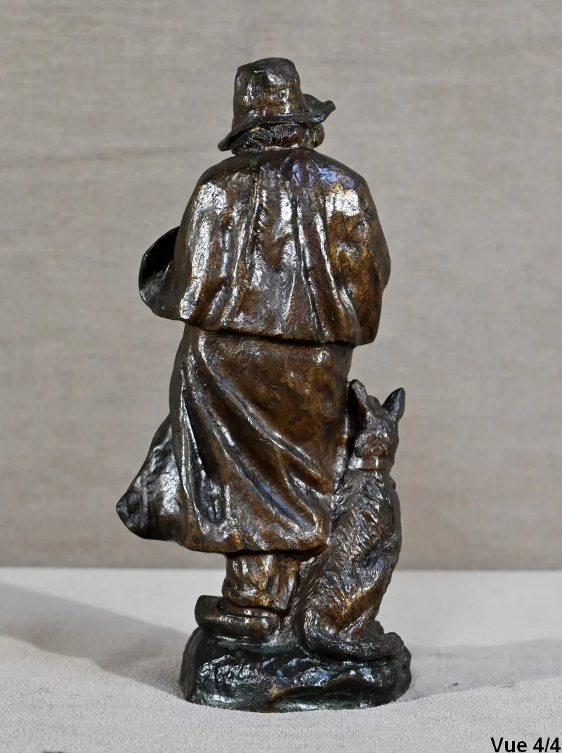 Bronze « Le Berger et son Chien », signé G.Omerth – Début XXe