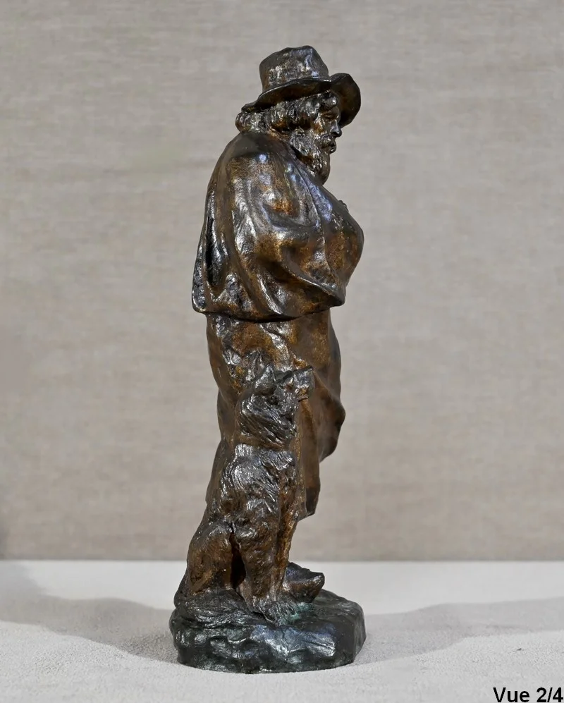 Bronze « Le Berger et son Chien », signé G.Omerth – Début XXe