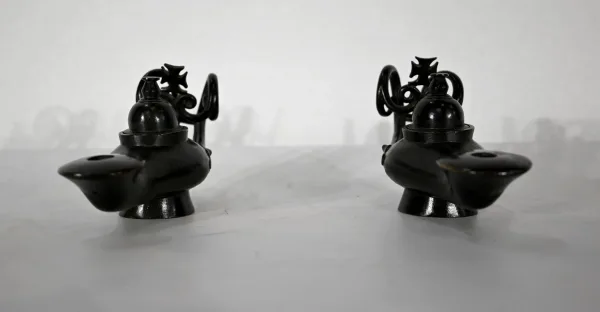 PAAR BRONZE-BENZINLAMPEN