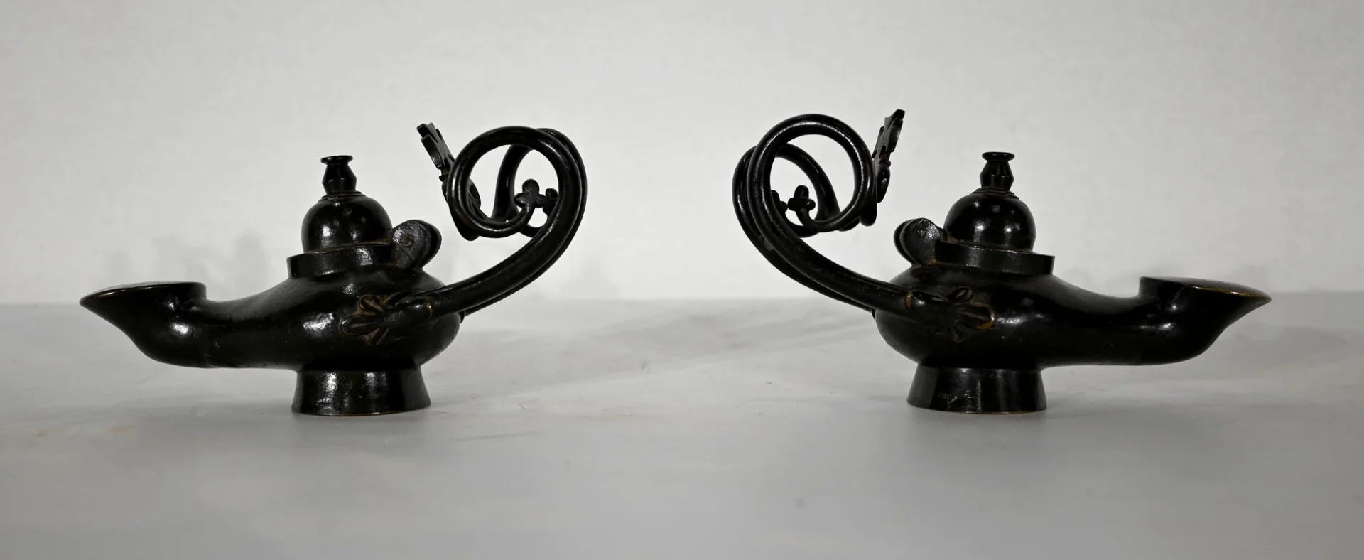 Paire de Lampes à huile en Bronze - 1900