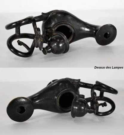 PAAR BRONZE-BENZINLAMPEN
