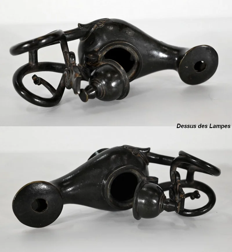 Paire de Lampes à huile en Bronze - 1900