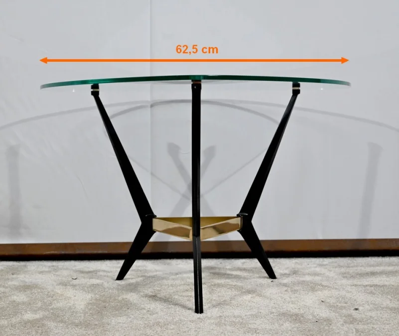 Petite Table Basse en Verre et Métal – 1980