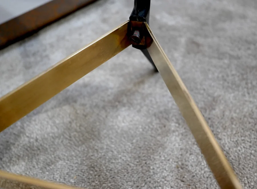 Petite Table Basse en Verre et Métal – 1980