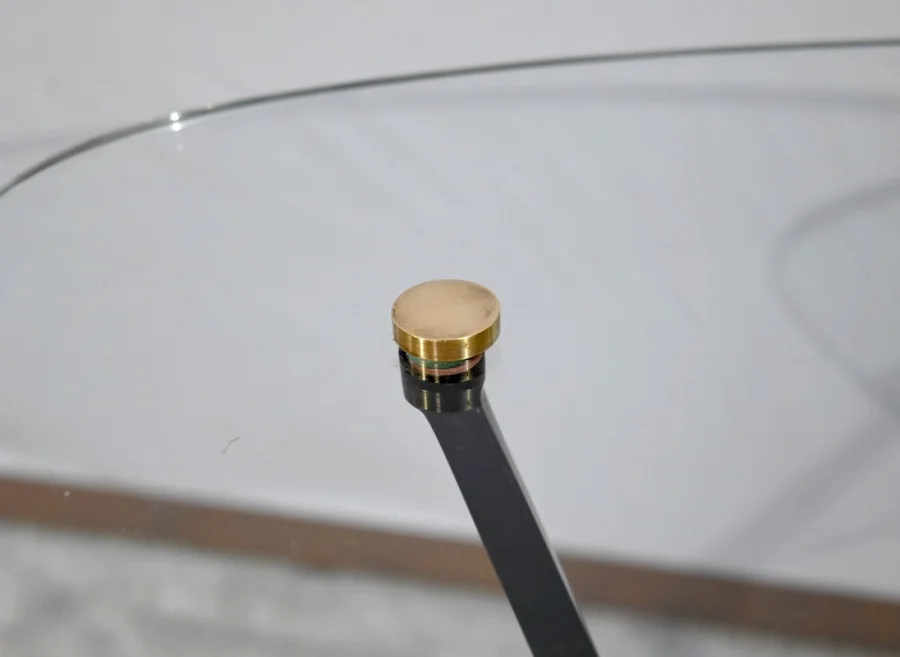 Petite Table Basse en Verre et Métal – 1980