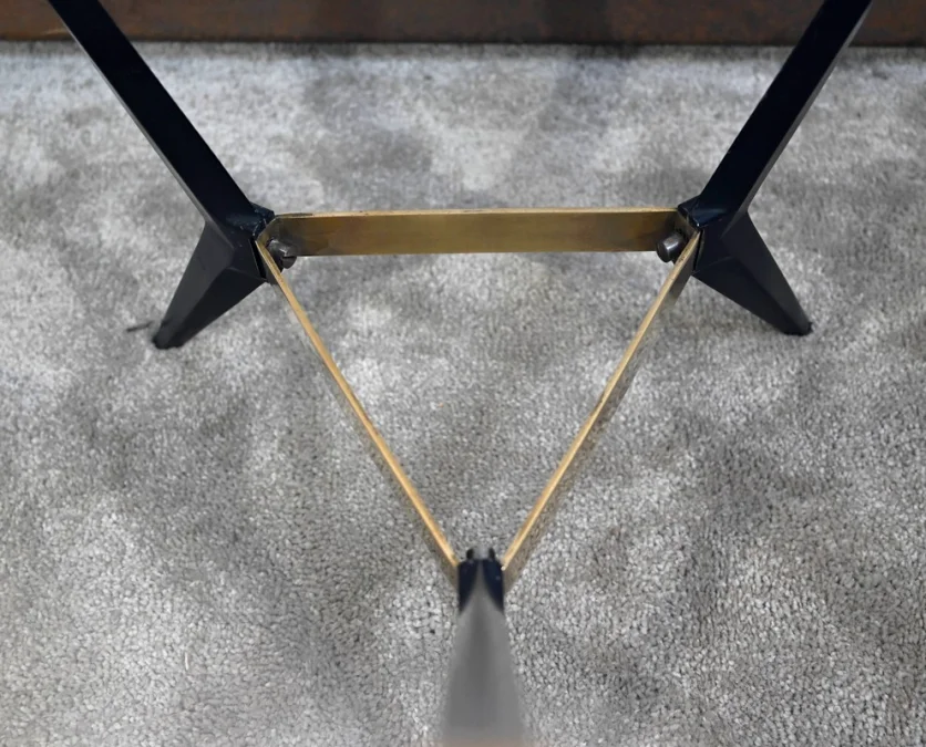 Petite Table Basse en Verre et Métal – 1980