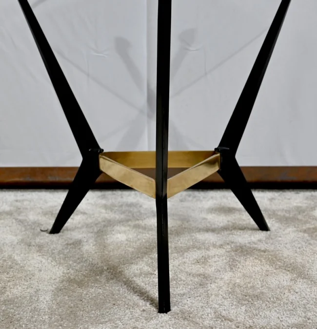 Petite Table Basse en Verre et Métal – 1980