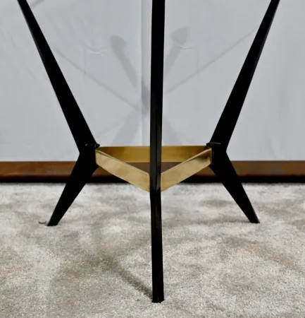 Petite Table Basse en Verre et Métal – 1980