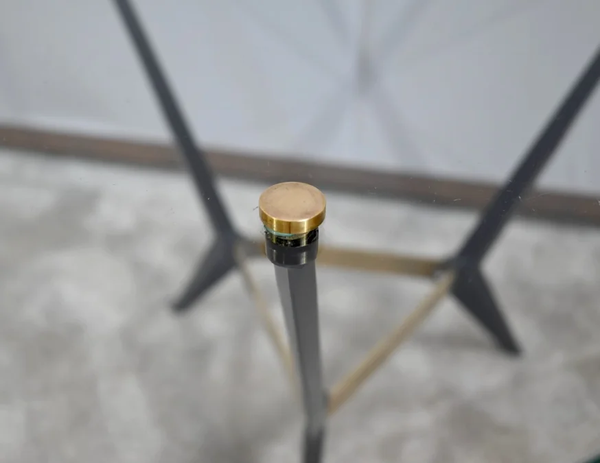 Petite Table Basse en Verre et Métal – 1980